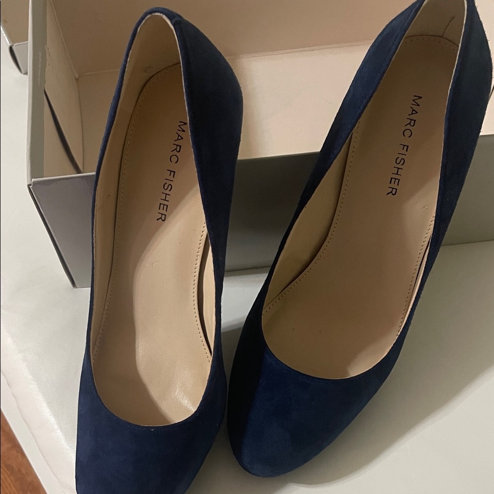 Marc Fisher Navy Suede Heels